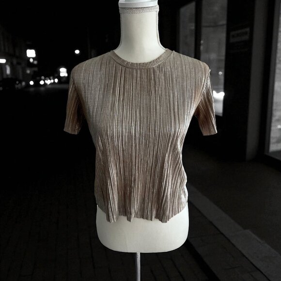 & OTHER STORIES Gold Metallic Tee Top Size 2 - Picture 1 of 5